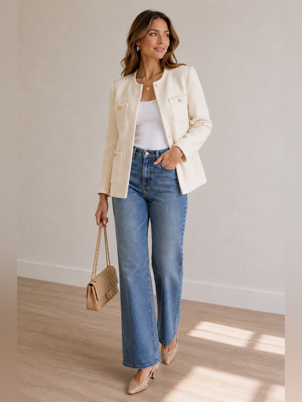 NEW! J.Crew Long Lady Jacket in Powder Wool-blend Boucle Size 4